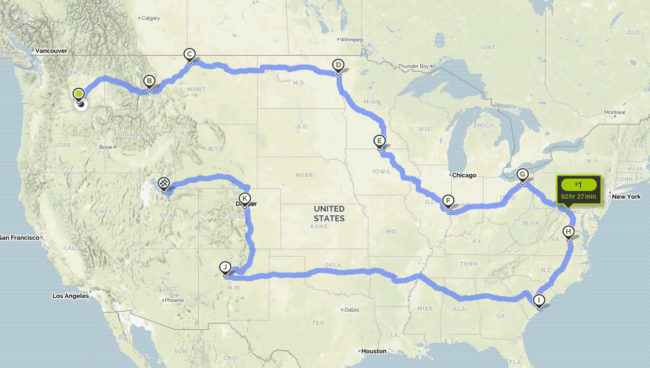 Tentative map of 2018 trip.