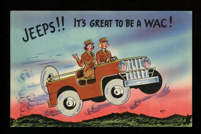 wac-women-driving-jeep-postcard