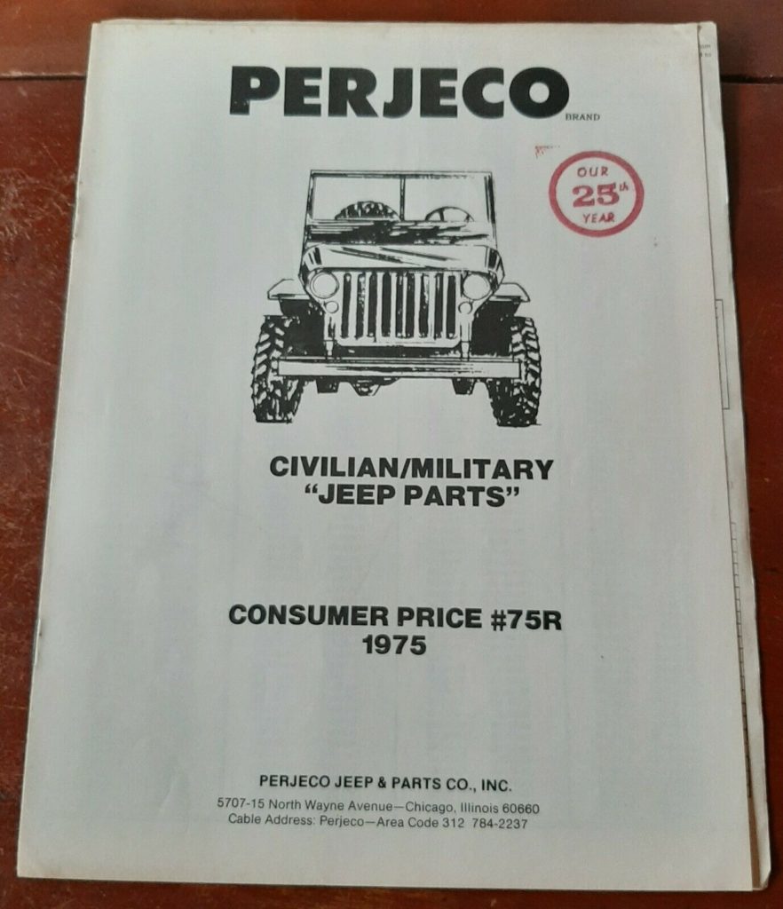 1975 Perjeco Jeep Parts Catalogs **SOLD** eWillys